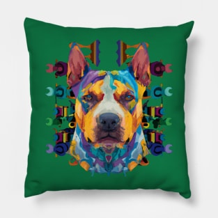 American Pit Bull Terrier Dog Gouache Color Piece Pillow