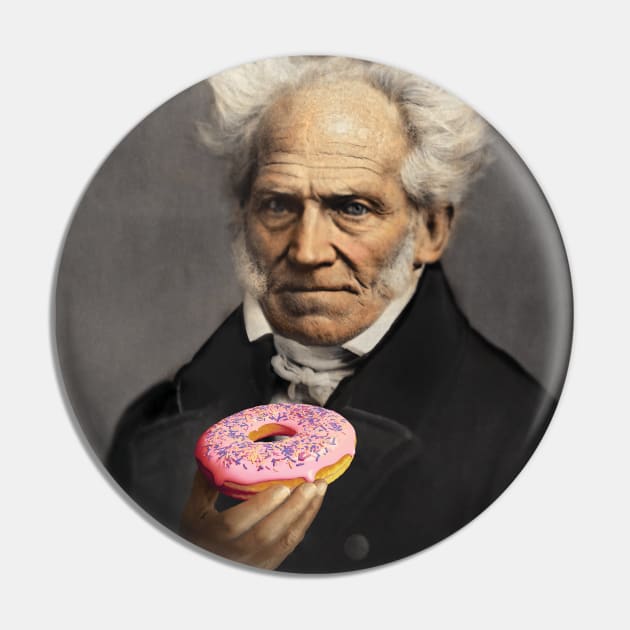 Arthur Schopenhauer with a pink sprinkle doughnut. Pin by Luggnagg