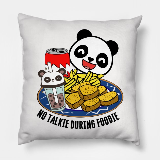 Funny Hungry Panda Bear Cute Foodie Pillow by Praizes