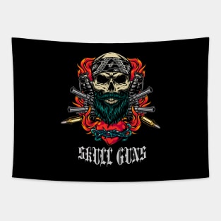 Skull And Shoot Gun Vintage Tapestry