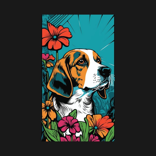 Beagle Dog Vibrant Tropical Flower Tall Retro Vintage Digital Pop Art Portrait 4 by ArtHouseFlunky