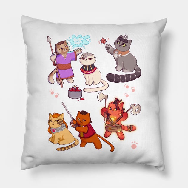 Baldurs Cats 3 Pillow by nomsikka