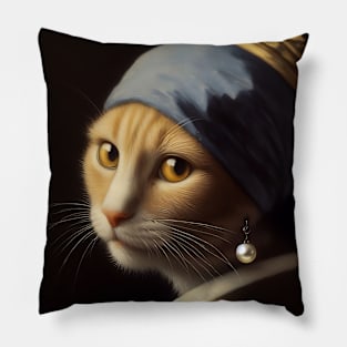 Cat with a Pearl Earring Pillow