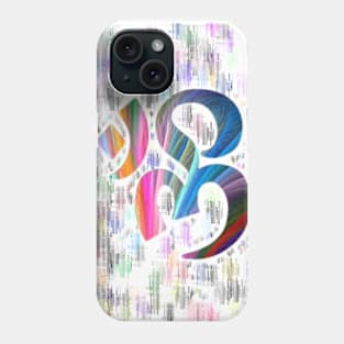 Rainbow Om with rainbow glitch brush strokes Phone Case