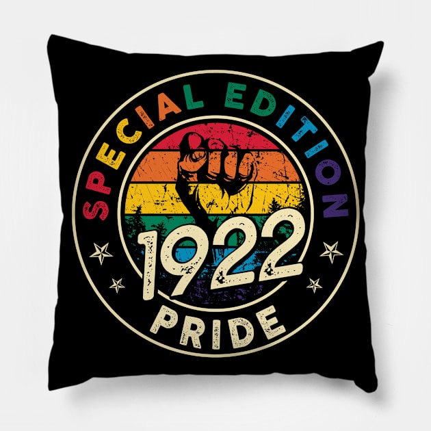 Vintage 1922 Gay Shirt Pride LGBT Gift Equality Outfit Birthday Pillow by thangrong743