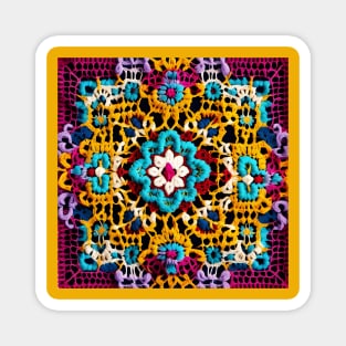 Crochet Patchwork Knitted Quilt Design Magnet