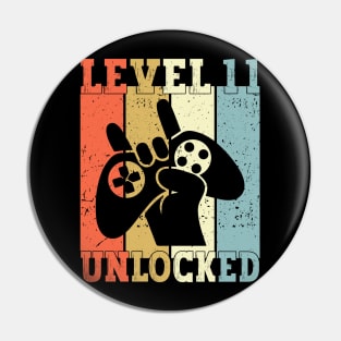 Level 11 Unlocked Video Gamer 11 Years Old 11th Birthday Level Unlocked Pin