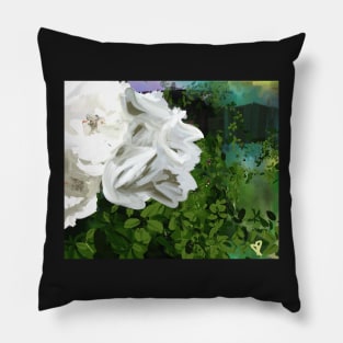 White Rose Bush Pillow