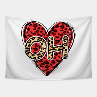 Love OHIO Leopard Heart OH Tapestry