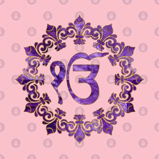 Amethyst and gold Ek Onkar / Ik Onkar symbol by Nartissima