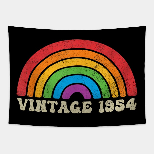 Vintage 1954 - Retro Rainbow Vintage-Style Tapestry by ermtahiyao	