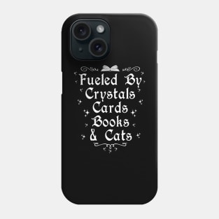 Fueled By Crystals Cards Books and Cats Phone Case