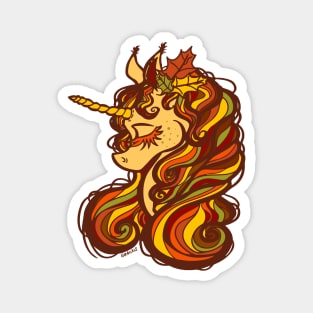 Autumn Leaves Unicorn Magnet