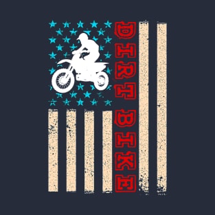 Dirt Bike MX Motocross Rider US American Flag Vintage T-Shirt