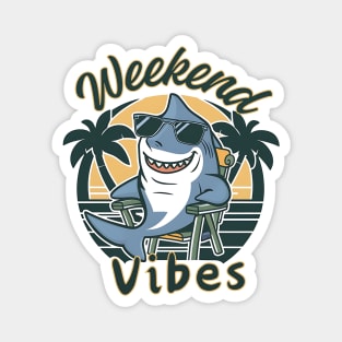 Weekend Vibes Shark – Beachside Chill Magnet