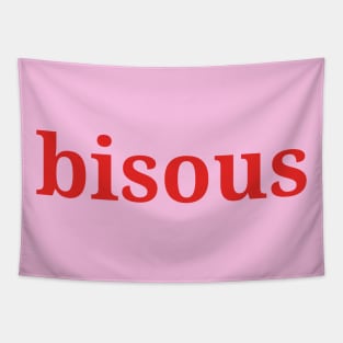 Bisous Kisses French Pink and Red Cute Tapestry