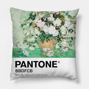 PANTONE VAN GOGH - Still Life: Vase with Pink Roses Pillow