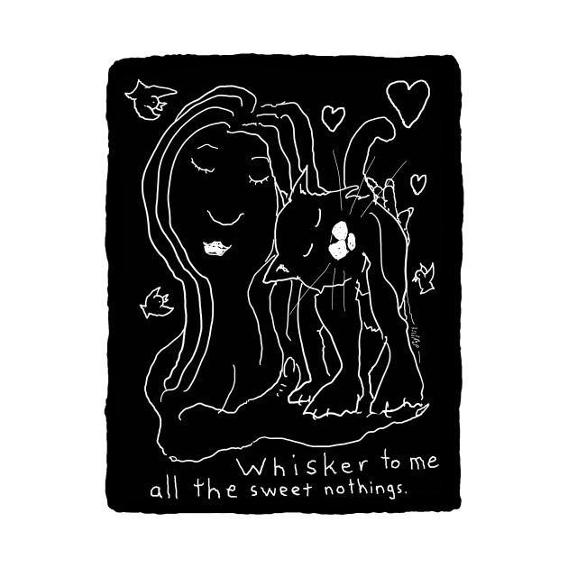 Whisker To Me black and white cat drawing for light background by davidscohen