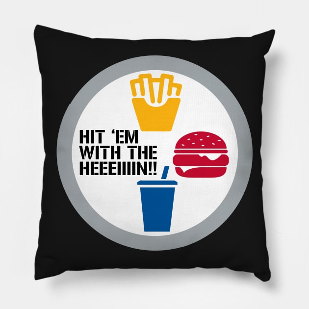 Hit 'Em With The Hein! Steelers mashup Pillow by Mike Hampton Art