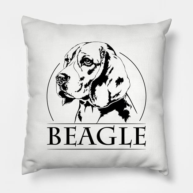 Cute Beagle dog lover portrait Pillow by wilsigns