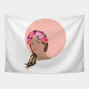 Girl in flower crown Tapestry