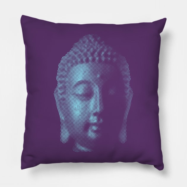 Big Blue Buddha Pillow by robotface