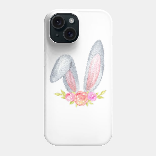 Easter bunny ears with floral Phone Case by DreamLoudArt