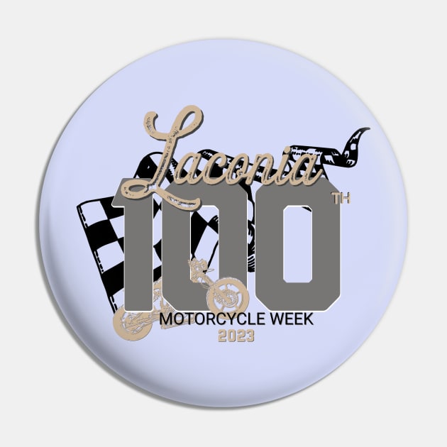 100th Anniversary Laconia Motorcycle Week New Hampshire - finish line black Pin by PincGeneral