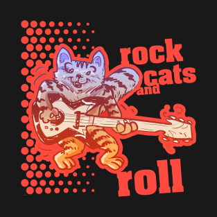 rock cats and roll funny cartoon T-Shirt
