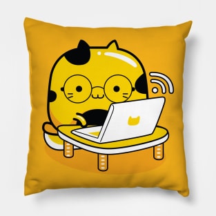 yellow cat programmer profession Pillow