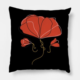 Sketchy Red Flower Pillow