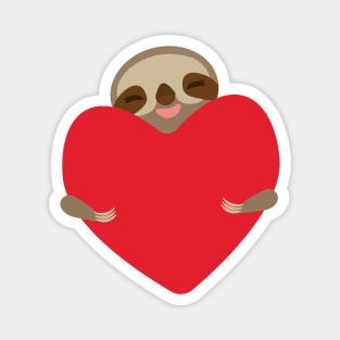 Cute sloth with red heart Magnet