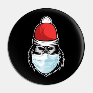 Gorilla Face Wear in Christmas Cap and Face Mask Pin