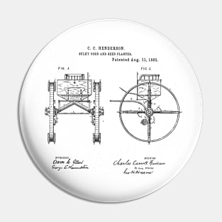 Sulky Corn and Seed Planter Vintage Patent Hand Drawing Pin