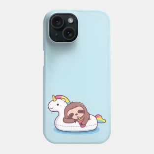 Cute Sloth Chilling On Unicorn Pool Float Phone Case