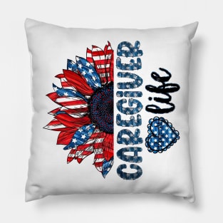 CNA Life American Flag Sunflower Happy Independence Day Pillow