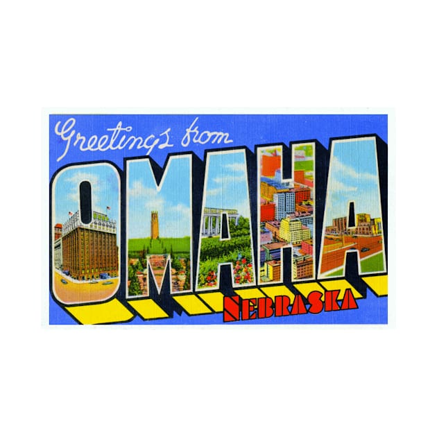 Greetings from Omaha, Nebraska - Vintage Large Letter Postcard by Naves