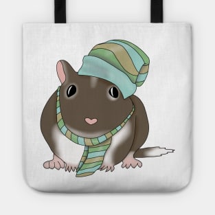 Brown Gerbil winter hat and scarf Tote