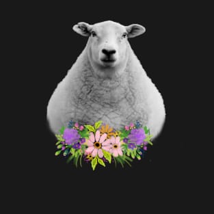 Floral Sheep in Field T-Shirt