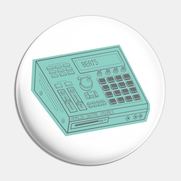 Beat Maker (Dark Silver Lines + Middle Blue Green Drop Shadow) Analog / Music Pin by Analog Digital Visuals