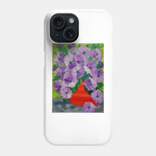 A  beautiful bouquet of mixed flowers in a metallic red vase Phone Case