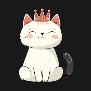 White Kawaii Cat Queen T-Shirt