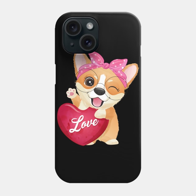 corgi love valentine tshirt Phone Case by Tshirt lover 1