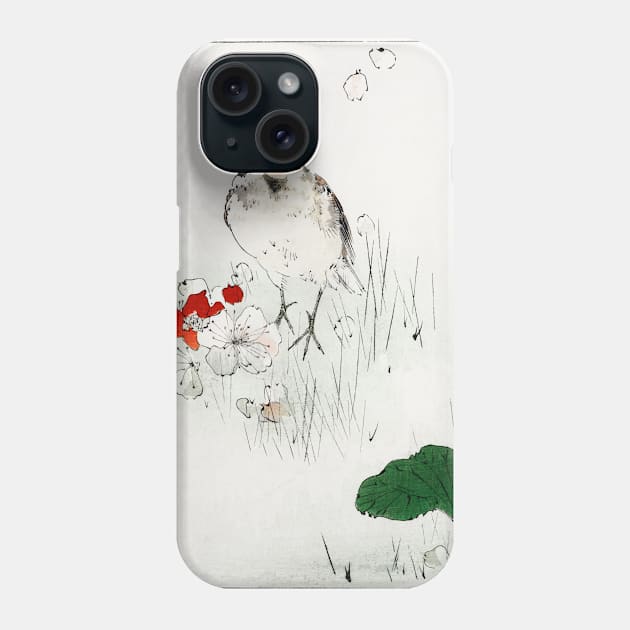 Eurasian tree sparrow illustration by Watanabe Seitei Phone Case by Veiovis