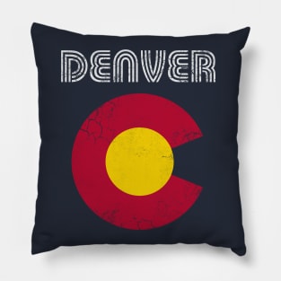 Retro Fade Denver Colorado Flag Home Love Pillow