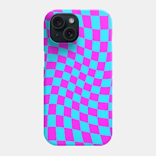 Twisted Checkered Square Pattern - Blue & Magenta Phone Case