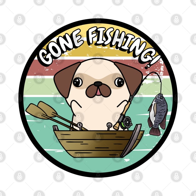 Cute pug dog has gone fishing by Pet Station