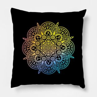 Neon Rainbow Mandala Pillow