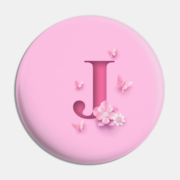 J Letter Personalized, Pink Minimal Cute Design, Birthday Gift, Christmas Gift Pin by PRINTPOSE