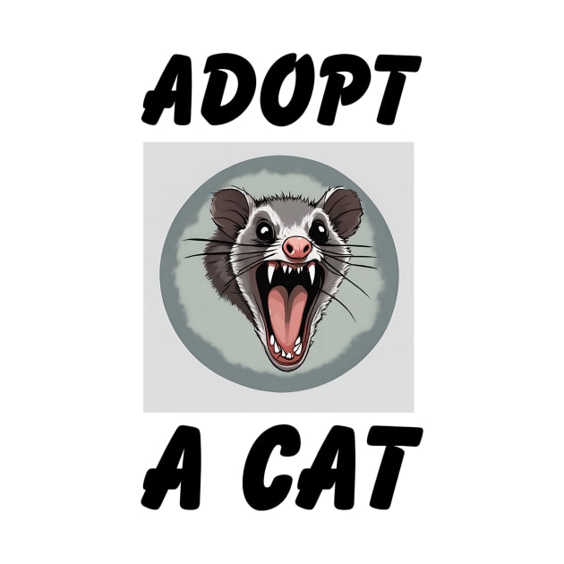 Quirky Possum Tee - "Adopt a Cat" Fun, Sarcastic Design, Soft Shirt for Everyday Style, Great Gift for Cat & Possum Fans by TeeGeek Boutique